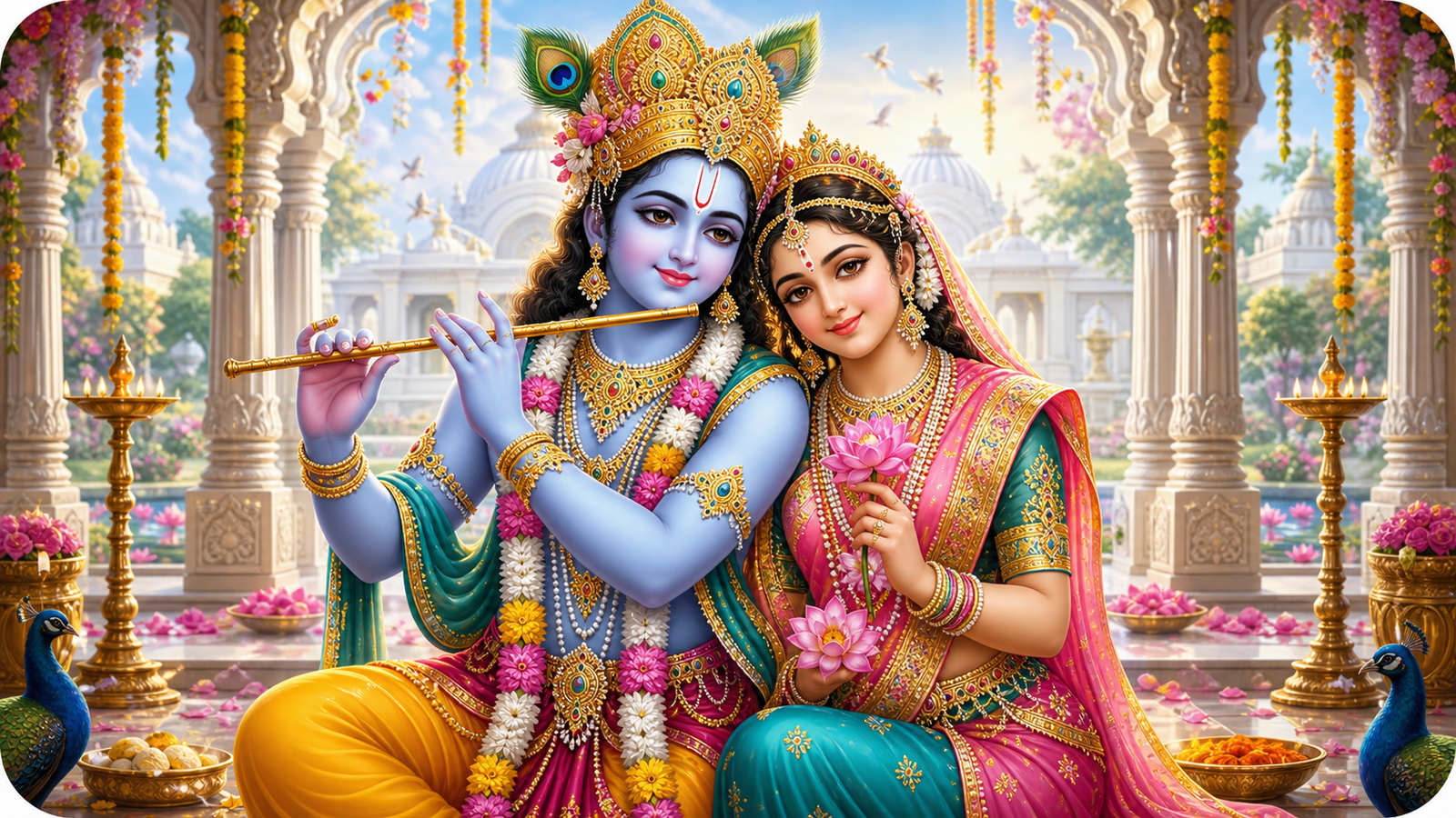 Sri Sri Radha Krishna Deities during darshan at ISKM Proddatur